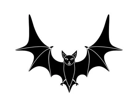 Stylized Bat - vector silhouette - element for logo or pictogram. Bat is a black Illustrazione stock
