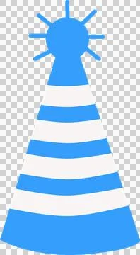 Stylized beacon icon is shining in flat graphic with striped beam and rays, Stock Illustration