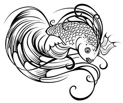 Stylized beautiful fish Stock Illustration