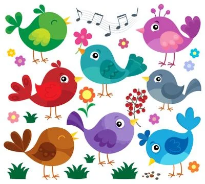 Stylized birds theme set Stock Illustration