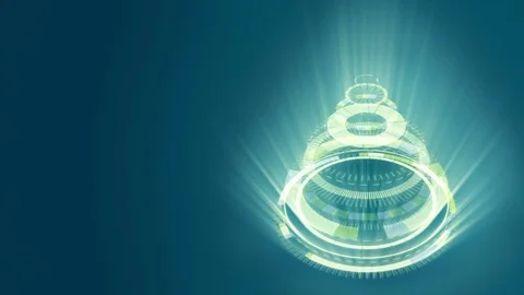 Stylized bizarre Christmas tree, blue background, yellow mechanical wheels. 動画素材 83323988