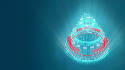 Stylized bizarre Christmas tree, blue background, yellow mechanical wheels. 動画素材 83384915