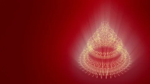 Stylized bizarre Christmas tree, red background, yellow mechanical wheels. Vidéo 82874174