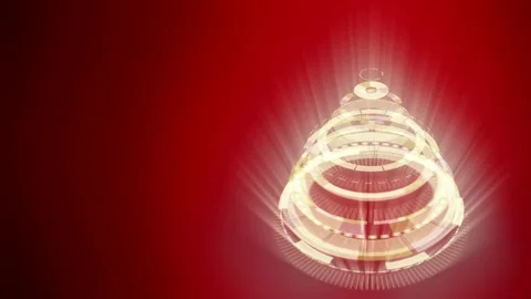 Stylized bizarre Christmas tree, red background, mechanical spiral wheels. 動画素材 83325143