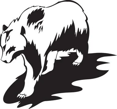 Stylized Black and White Bear Illustration Stock Illustration