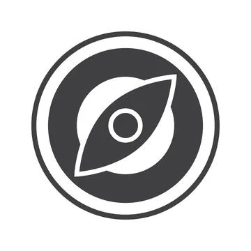 This stylized black and white compass vector icon represents navigation, dire イラスト素材