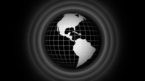 Stylized Black and White Globe with Grid Lines and Halo Effect on Dark Back.. Stock Footage 330790466