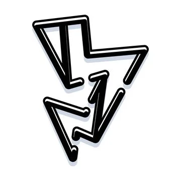 Stylized black and white lightning bolt icon design Stock Illustration