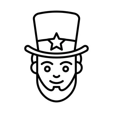 Stylized black and white line art illustration of a smiling man wearing a t.. Stock Illustration