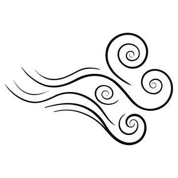 Stylized black and white line of swirling wind gusts with spiral patterns i.. 스톡 일러스트