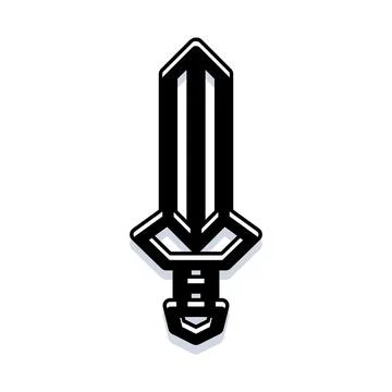 Stylized black and white sword icon illustrating fantasy and adventure gaming Stock Illustration