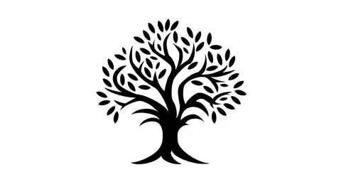 Stylized Black and White Tree Illustration for Design. Stock Illustration