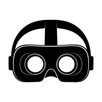 Stylized black and white virtual reality headset icon with bold design elements Stock Illustration