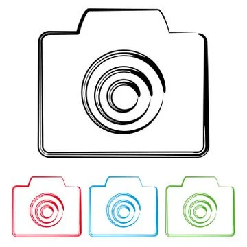 Stylized black camera image colorful collection Stock Illustration