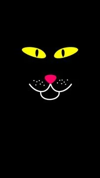 Stylized Black Cat Face Artwork Stock Illustration