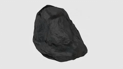 Stylized Black Coal Rotating on a Transparent Background. Seamless Loop. 4K Stock Footage 304391762