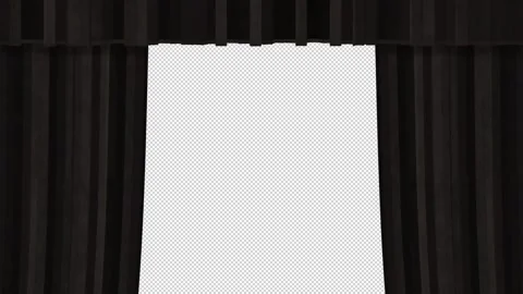 Stylized Black Curtains Animated Fully Opening Overlay with Alpha Stock-Footage 168987314