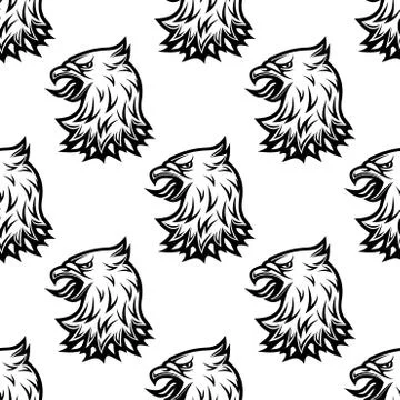 Stylized black eagle seamless pattern Stock Illustration
