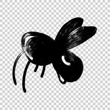 Stylized Black Fly Hand-Drawn Insect Illustration Stock Illustration