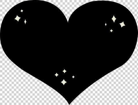 Stylized black heart is showing in flat design on transparent background, with Stock Illustration