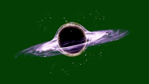 Stylized Black Hole VFX with Glowing Accretion Disk and Swirling Energy Particle Stock Footage 341959460
