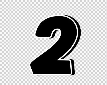 Stylized black number 2 two on transparent background Stock Illustration