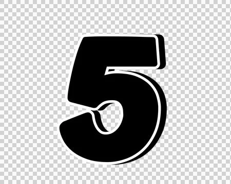 Stylized black number 5 five on transparent background Stock Illustration