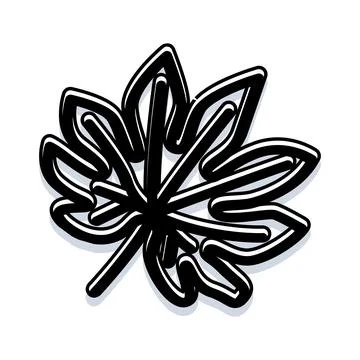 Stylized black outline leaf vector graphic symbol Illustrazione stock