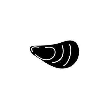 Stylized black oyster seashell vector icon, perfect for marine themes Stock Illustration