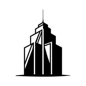 Stylized black silhouette of a skyscraper with sharp angles Stock Illustration