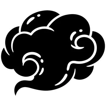 Stylized Black Smoke Cloud Graphic Isolated on White Background Representin.. Ilustración de archivo