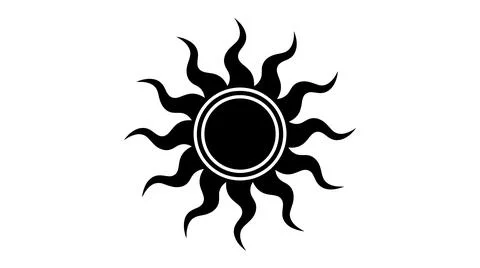 Stylized Black Sun Icon on White Background Stock Illustration
