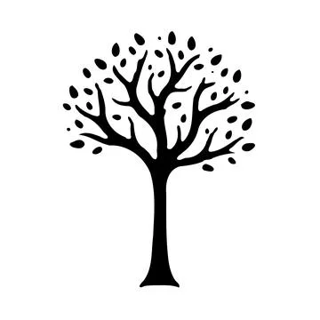 Stylized Black Tree Silhouette on White Backdrop Stockillustratie