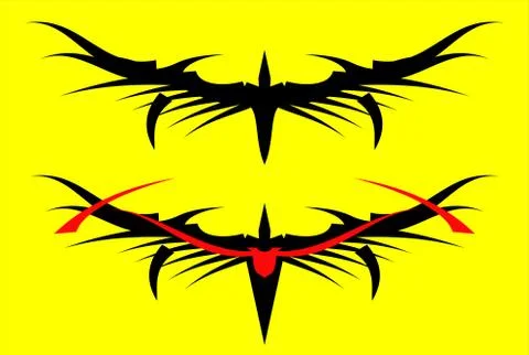 Stylized Black Winged Long Horn Stock Illustration