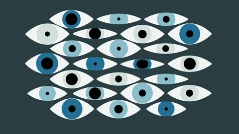 Stylized blinking eyes create a sense of being watched Stock Footage 303263220