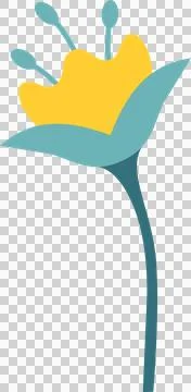 Stylized bloom is being shown in flat vector with yellow corolla teal leaves Stock Illustration