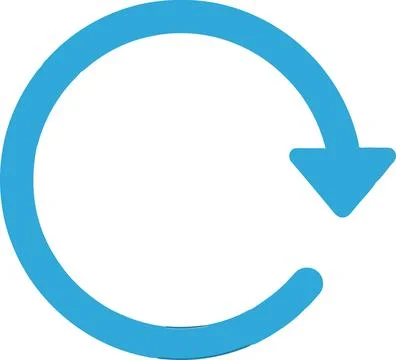 A stylized blue arrow forming a circular shape with a curved tail. Stock Illustration