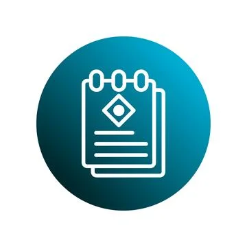 Stylized blue circle with an iconographic notepad embodying organized notes.. Stock Illustration