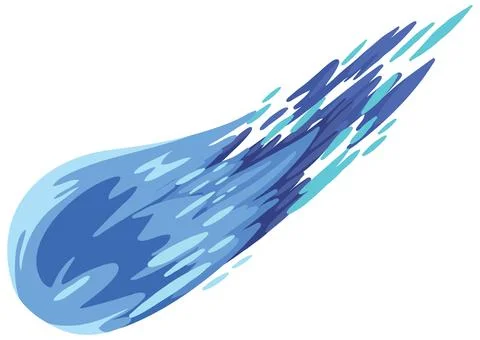 Stylized Blue Comet Vector Illustration Isolated on White Background Stock Illustration