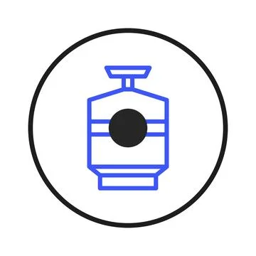 Stylized blue container icon within circular border presents modern simplic.. Stock Illustration