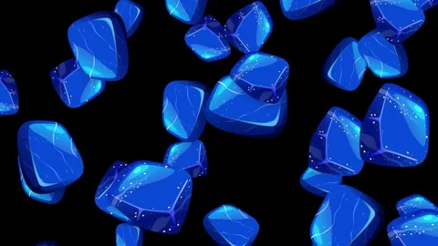 Stylized Blue Crystals Falling Against a Solid Black Background Stock Footage 347357909