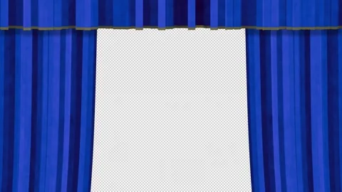 Stylized Blue Curtains Animated Fully Opening Overlay with Alpha Stock-Footage 168976252