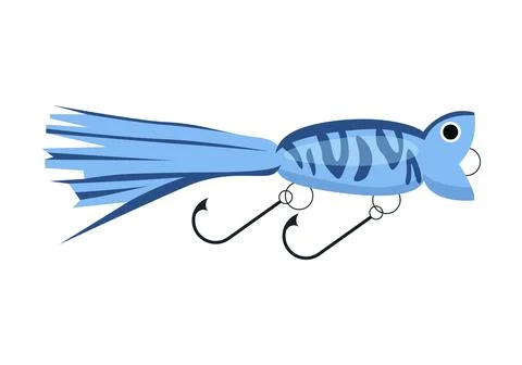 This is a Stylized Blue Fish Lure with Hooks designed for all Fishing 库存插图