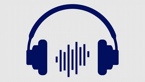 Stylized Blue Headphone Audio Spectrum 4K Loop Transparent Stock Footage 337022725