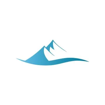 Stylized blue mountains sign vector illustration isolated on white background Ilustração Stock