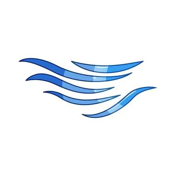 Stylized blue moving lines representing wind and air flow Stock Illustration