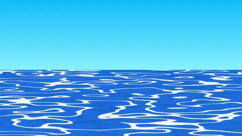 Stylized Blue Ocean Water Surface Under Clear Sky Stock Footage 320855232