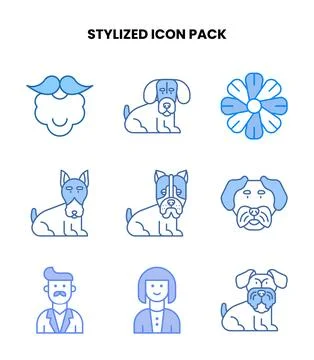 Stylized Blue Scalable Icons Pack Illustrazione stock
