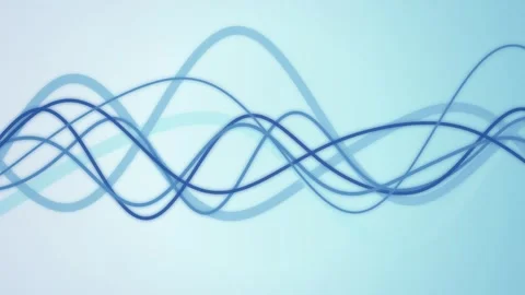 Stylized blue sine waves flow and weave in a seamless loop Stock Footage 341490579