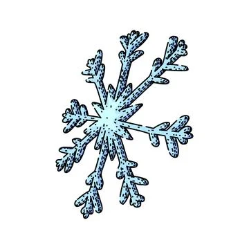 Stylized blue snowflake drawing representing winter season Stock Illustration